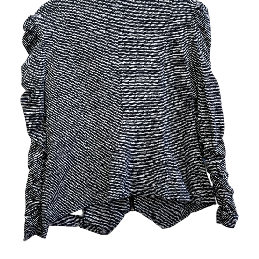 John Paul Richard Studded Puff Sleeve Moto Jacket – Blue & White Knit-S - Picture 3 of 6